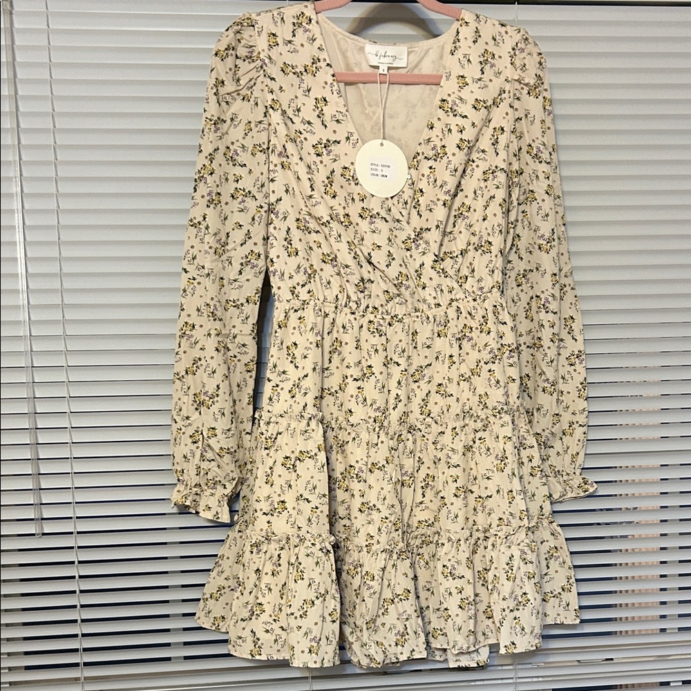 In February Long Sleeve Floral Dress Small NWT